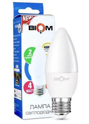 Светодиодная лампа biom bt-548 c37 4w e27 4500к матовая