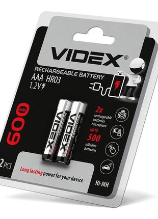 Аккумуляторы videx hr03 / aaa 600mah double blister/2шт