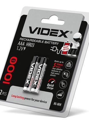 Аккумуляторы videx hr03/aaa 1000mah double blister/2шт
