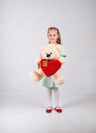 Плюшевый мишка с сердечком джеймс 65 см персиковый (yk0008)