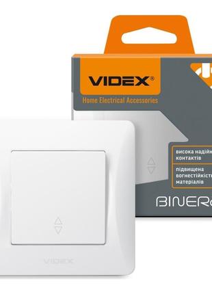 Выключатель одноклавишный проходной белый videx binera