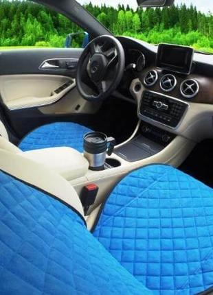 Накидки на сиденья автомобиля премиум передние, синий avторитет