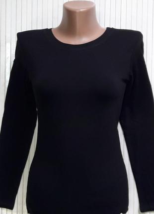 Лонгслив женский, футболка с длинным рукавом вискоза, черный с дефектом