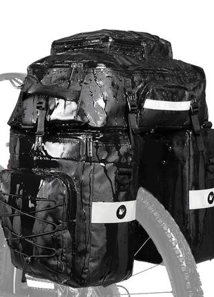Сумка 3 в 1 на багажник велосипеда байкпакинг rhinowalk rk19665b 75л черный