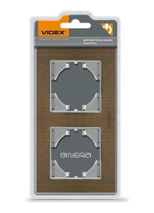 Рамка для розетки / выключателя шоколадный алюминий 2 места горизонтальная videx binera