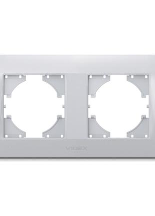 Рамка для розетки / выключателя серебряный шёлк на 2 места горизонтальная videx binera