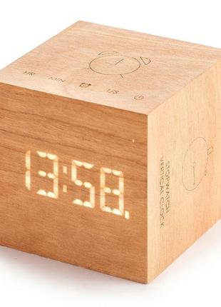 Годинник-будильник з акумулятором gingko cube plus clock cherry (великобританія)