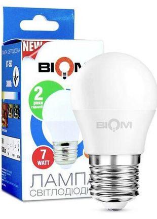 Світлодіодна лампа biom bt-563 g45 7w e27 3000к матова
