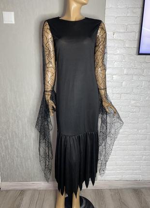 Ведьмазочное длинное платье готическое платье с длинными кружевными рукавами s-m