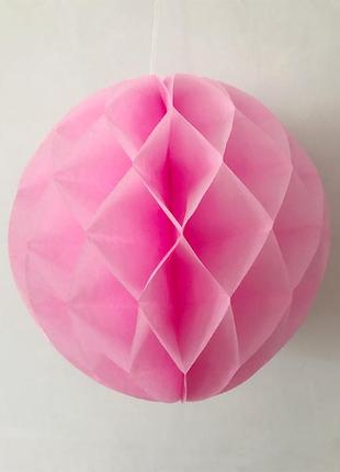 Куля з паперу соти для свята 25 см рожевий