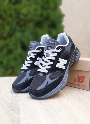 Мужские кроссовки new balance 993 black whiteALL Черный с белым цветами