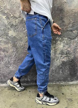 Мужские качественные джинсы-джоггеры синие. мужские джинсы на липучках синие