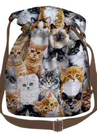 Женская сумка мешок torba котята