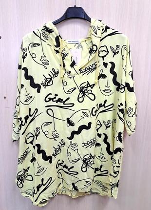 Натуральна леяка блуза, сорочка, італія, р. оверсайз, наш 48-58