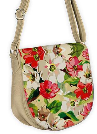 Молодёжная сумка saddle нарисованные цветы