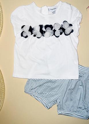 Комплект літній для дівчинки: футболка+ шорти. // розмір: 3-6 міс.