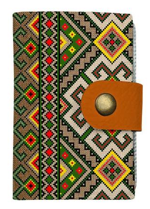 Кредитниця на кнопці український коричнево-зелений орнамент