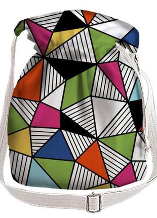 Женская сумка мешок torba разноцветные треугольники