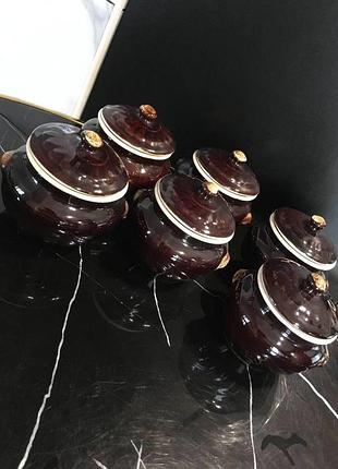 Набор горшочков для духовки «корзинка» коричневые керамика