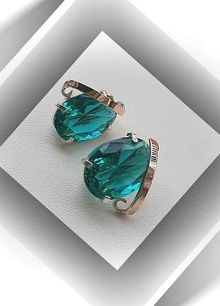 🛍 серьги серебро с золотом турмалин