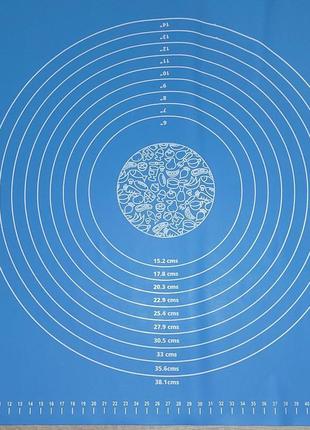 Килимок кондитерський силіконовий з розміткою 70х70 блакитний2 фото