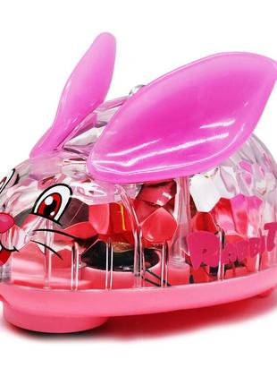 Музична іграшка кролик 880-6 їздить з музикою та світлом (рожевий)