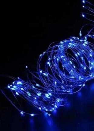 Гірлянда працює від батарейок і usb 50 led 5m на мідному дроті (крапля роси)4 фото