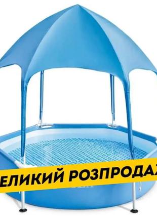 Intex бассейн каркасный 28209 np 183x38см, canopy metal frame pool, вес 8,8 кг, с теном зонтиком1 фото