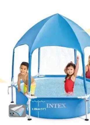 Intex бассейн каркасный 28209 np 183x38см, canopy metal frame pool, вес 8,8 кг, с теном зонтиком3 фото