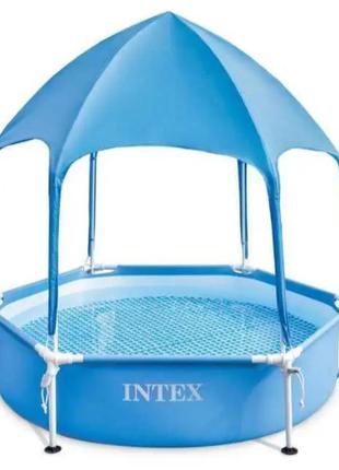 Intex бассейн каркасный 28209 np 183x38см, canopy metal frame pool, вес 8,8 кг, с теном зонтиком2 фото