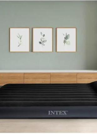 Intex велюр ліжко 64143 двомісне, розмір: 203х152х25см, надувний матрац5 фото
