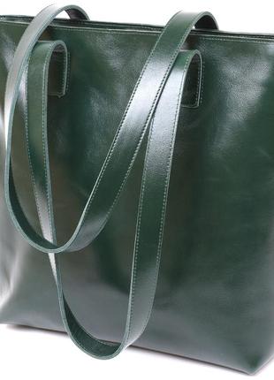 Кожаная женская сумка-шоппер shvigel 16367 зеленый
