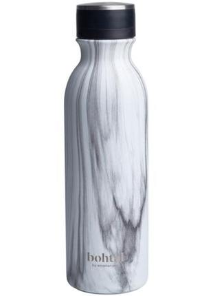 Пляшка для води термос металева smartshake bohtal insulated flask white marble 600 мл