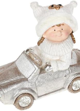 Фігура керамічна "дівчинка в сріблястій машині" 45 см