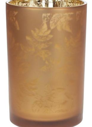 Підсвічник скляний "листя" 12х18 см, коричневий