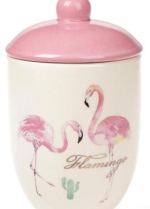 Банка керамическая "розовый фламинго" 500мл с крышкой
