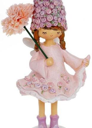 Декоративна статуетка "дівчинка-роза" 10х8х21.5 см, полістоун, ніжний рожевий
