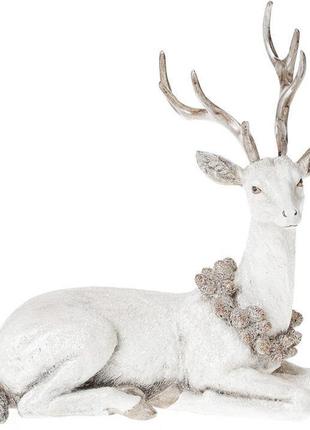 Статуетка "білий олень із вінком із шишок" 21.5 см