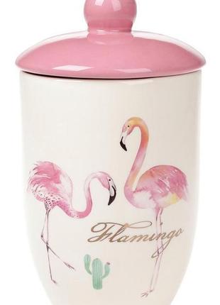 Банка керамическая "розовый фламинго" 800мл с крышкой
