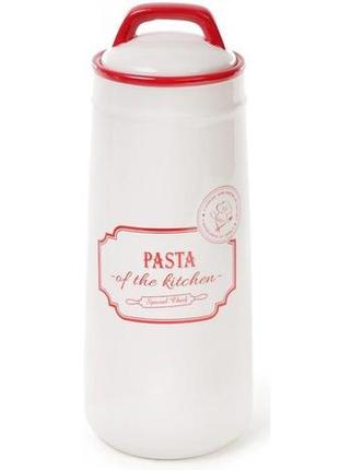 Банка керамическая red&blue pasta 1400мл, красная для хранения спагетти, пасты