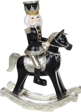 Фигура декоративная "щелкунчик на лошадке-качалке" 19х8х25см, полистоун, черный