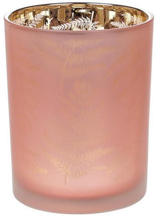 Підсвічник скляний "папорочник" 10х12.5см, рожевий