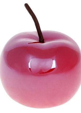 Набір 4 декоративних керамічних яблука 9х9х9.7 см, червоний перламутр