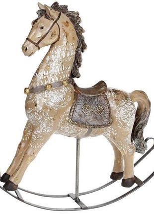 Декоративна статуетка-гойдалка "лошадка" 27х7.5х30 см, полістоун, коричнева із золотом
