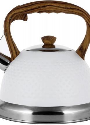 Чайник kamille whistling kettle white 2.7 л з неіржавкої сталі зі свистком