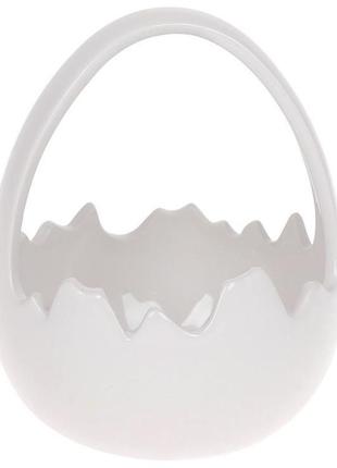 Декоративна цукерка "яйце" 14х13.5х17см (кашпо), біла