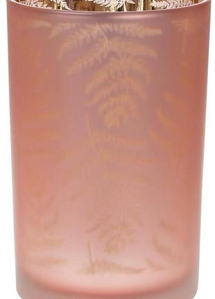 Підсвічник скляний "папорочник" 12х18 см, рожевий