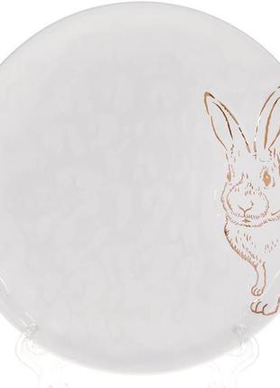 Набір 4 керамічних тарілки "bunny" 21х21х2см, білий із золотом