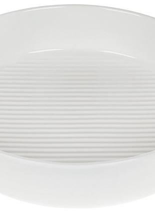 Форма для выпечки ainsley фарфоровая круглая 25.7х23.5х5см с ручками (белая)