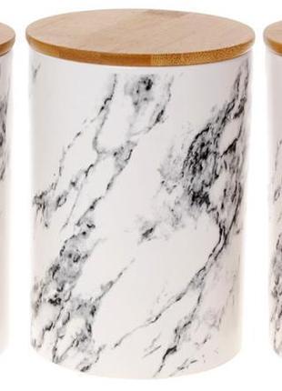 Набір 3 банки merceyl "marble" 650 мл керамічні з бамбуковими кришками